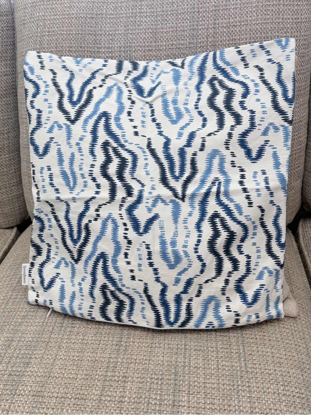 Spoonflower Blue Patterned Linen Cotton  Throw Pillow Cover - Home Accents